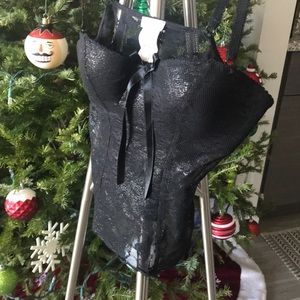 Intimissimi Lace Sheer Shimmer Black Corset